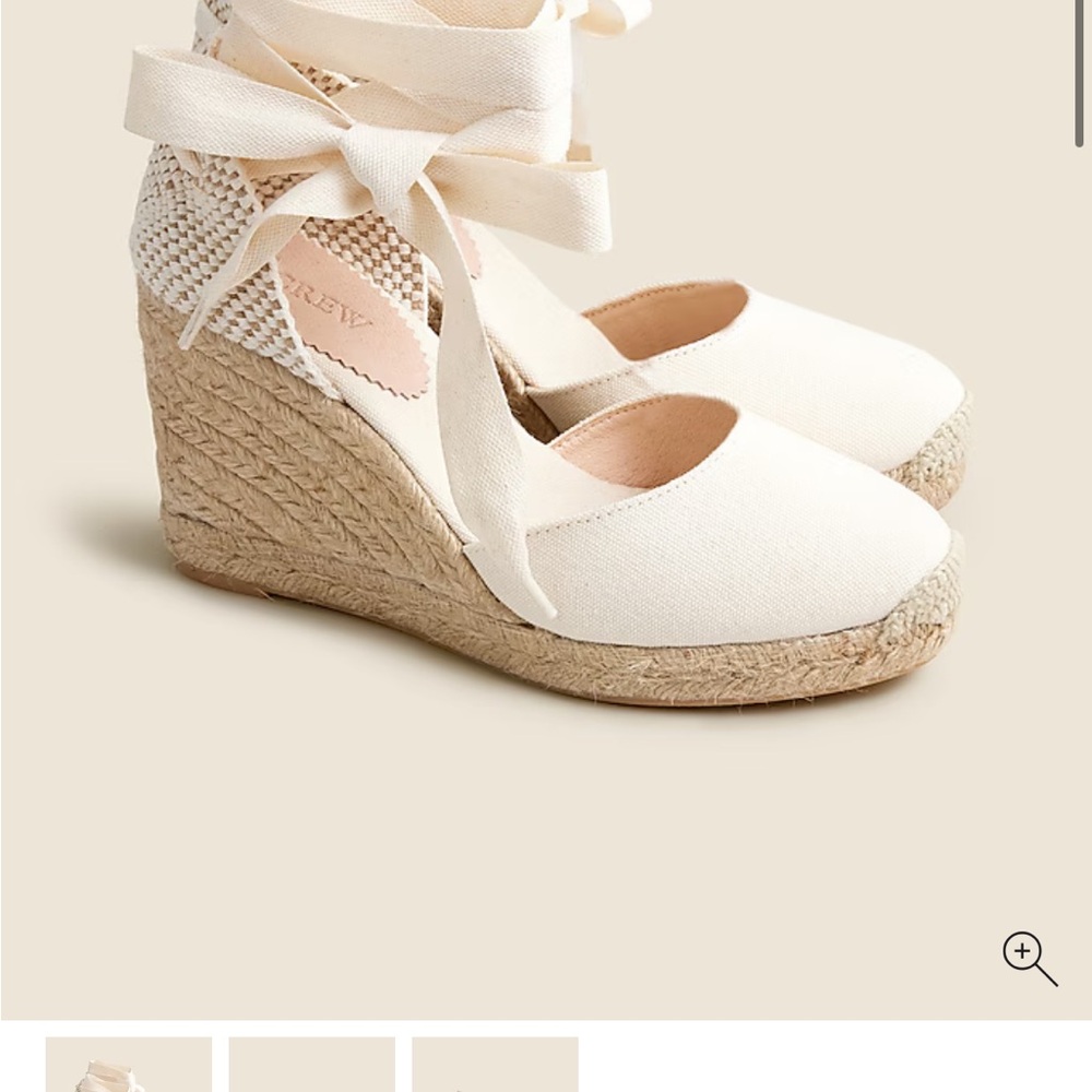 J. Crew Ivory Lace-Up Espadrille Wedges